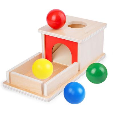 China Construction Toy Object Permanence Box with 1/2/3/4 Balls and Colorful Montessori Toys Tray for 6-12 Months Babies Infant Wooden Toys for sale