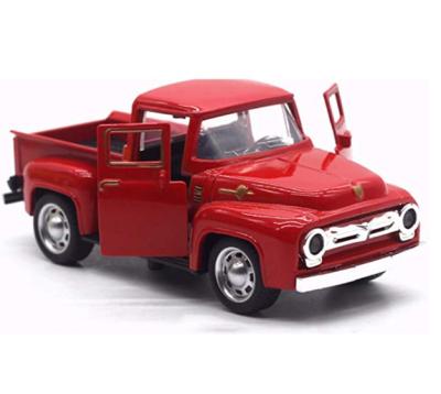 China Ride On Toy Red Truck Toy Christmas New Year Gift Decoration Products For Kids Car Model Metal Vehicle With Movable Wheels for sale