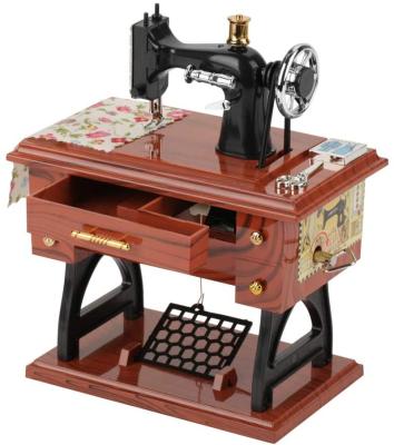 China Sewing Machine Vintage Plastic Music Box, Retro Musical Classic Desk Decor Small Table Decoration Music Mother's Day Gift for sale