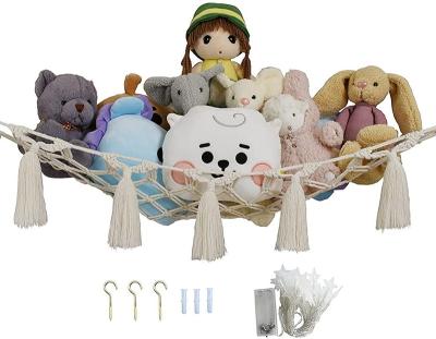 China Nursery Organizers Plush Toy Hammock Net Hanging Organizer Storage with Light Holder Nursery Play Room Bedroom Kid's Corner Light for sale