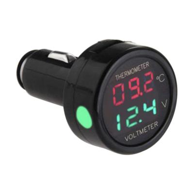 China Voltmeter 3-in-1 Car Cigarette Lighter with USB/24 Volt Connection Digital 12 Volt, Voltmeter, Thermometer, Multifunctional Car Charger for sale