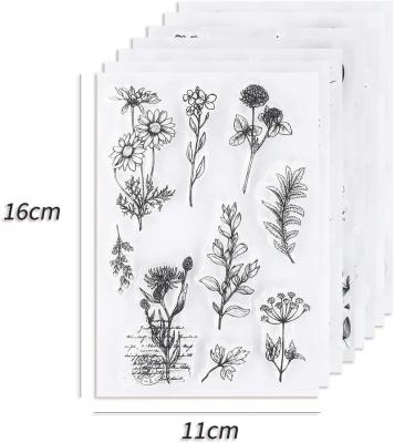 China DIY 8 Sheets Clear Stamps Vintage Plants And Flowers Silicone Rubber Cling For Card Making Decoration And DIY Scrapbooking for sale