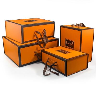 China Recyclable Custom Orange Paper Gift Box Cardboard Box Packaging Kraft Paper Box for sale