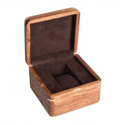 China 2020 Eco-friendly Hot Selling Customize Logo Wooden Brown Simple Watch Case Travel Watch Case Packing Box for sale