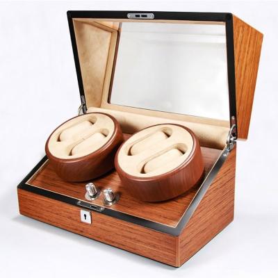 China Luxury Wooden Watch Winder Watch Box Shaker 4 Slot Orbit Automatic Gyro Winder Watch Display Box Safe Motor Box for sale