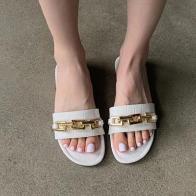 China 2022 Fashion Trend Women's Flat Sandals Slippers Chain Slides for sale