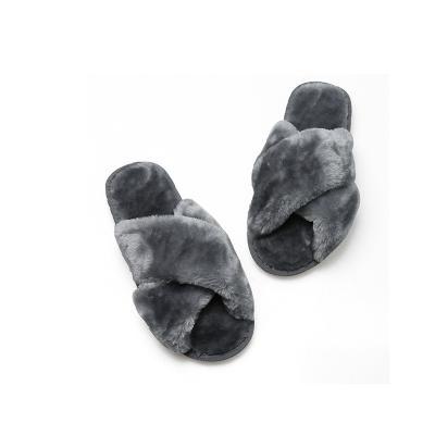 China Wholesale Women Winter Breathable Home Slippers Warm Shoes Slip On Flats Slips Faux Fur Slippers for sale