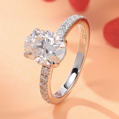 China 925 Sterling Silver Plated 18K Gold D Color 2 Carat Women Engagement Ring 7x9mm Casual/Sporty Oval Cut Diamond Wedding Ring Moissanite for sale