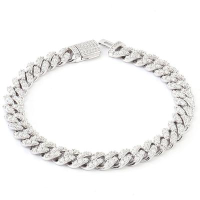 China Hip Hop Silver Plated 18k Gold Bracelet European And American Cuban 6mm Diamond-Studded Fashion Men And Women Trendy Hip Hop for sale