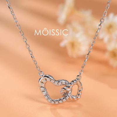 China MOISSIC Moissanite Heart Necklace 18K White Gold Chain 925 Sterling Silver Women Necklace Pendant CLASSIC Gift for sale