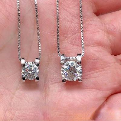 China CLASSIC 925 MOISSIC Moissanite Lab Grown Diamond Sterling Silver Solitaire Pendant Necklace Destiny Jewelery for sale