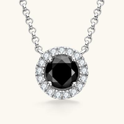 China Hiphop black moissanite necklace pendant s925 sterling silver plated with 18k gold wholesale for sale