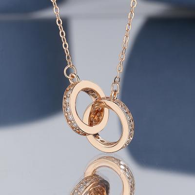 China Hiphop Mobius Double Ring Moissanite Necklace Women S925 Sterling Silver Plated with 18K Gold for sale