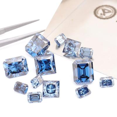 China Radiant cut of Diamond Rough Loose Blue Radiant developed by synthetic lab wholesale Moissanite for sale