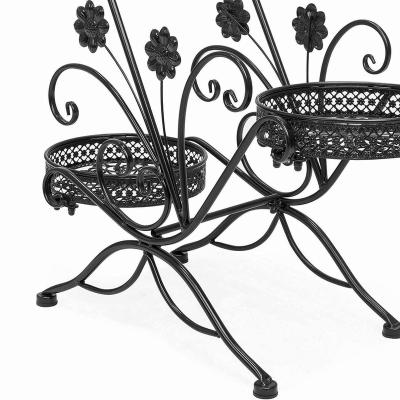 China Idyllic Simple Multi-Layer Two-Piece Office Multi-Layer Indoor Balcony Living Room Wrought Iron Flower Rack Space-Saving Shelf for sale