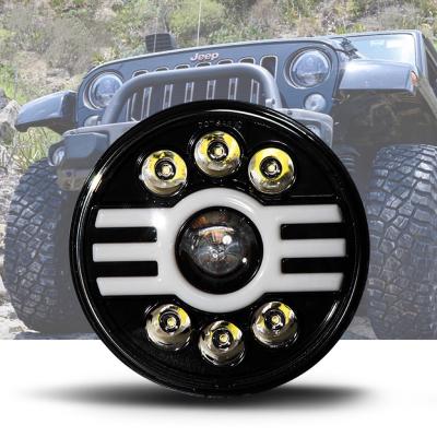 China 7 Inch Round Die Cast Aluminum High Beam Auto Motorcycle Led Headlight for sale