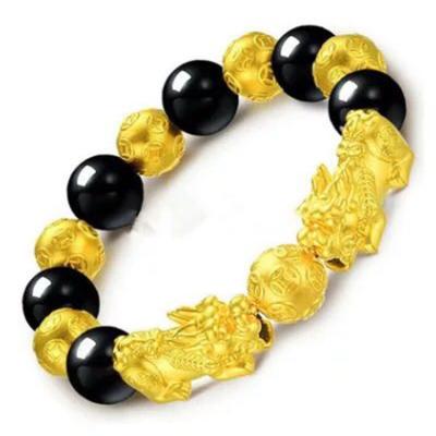 China FASHIONABLE Wealth Jewelry Good Luck New Arrival Black Obsidian Beads PiXiu Bracelet Six Words Feng Shui Prosperity PiXiu Bracelet for sale