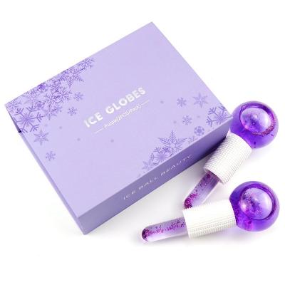 China Free Sample Anti-Puffiness Wholesale Sparkle Ice Balls Skin Rose Sticks Massagers Small Size Cryo Facials Ice Cooling Facial Globes For Face for sale