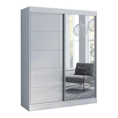 China Wholesale Modern Popular High Gloss European Style Armoire Wardrobe With Clear Glass Mirror For Bedroom Furniture for sale