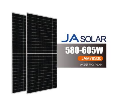 China Model JA 580w 585w 590w 595w 600w 605w solar panel manufacturer 9bb perc half cut ja mono commercial solar cell home solar power system suppliers for sale