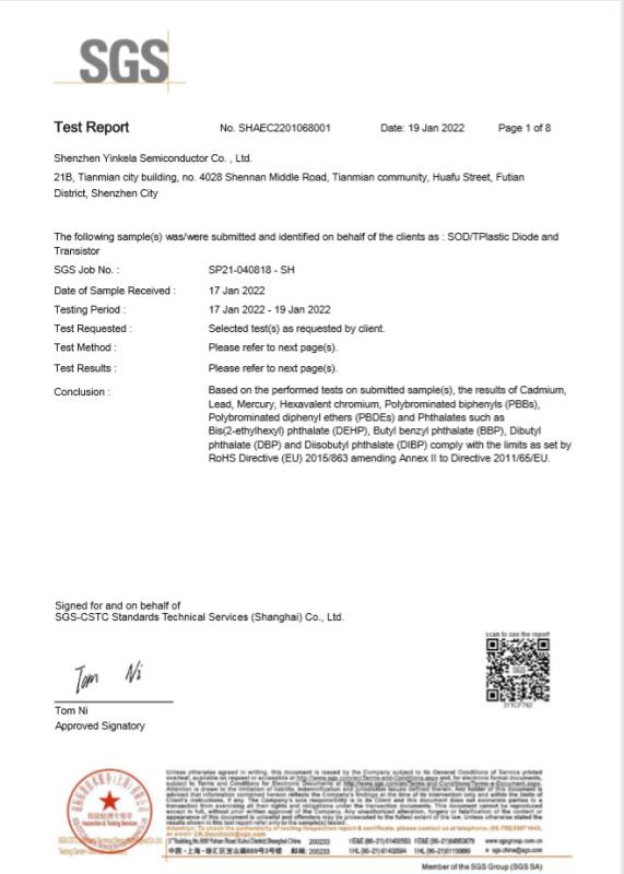 RoHS - Shenzhen Yinkela Semiconductor Co., Ltd