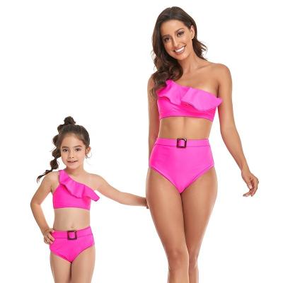 China 2022 Children's Fitness Matching Swimwear Swimwear Beach Wear Swimming Suit Print Breathable Family Kid Equipments Bikini High Quality for sale