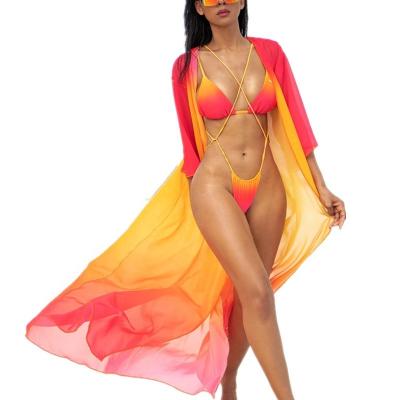 China Breathable summer long sleeve cover up women plus size beach wear 2022 fitness swimwear bikini 3 piece thong swimsuit set girls sex xxx for sale