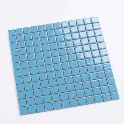 China Factory Wholesale Modern Cheap Design 302x302mm Professional Blue Square Glossy Outdoor Ceramic Swimming Pool Tile for sale