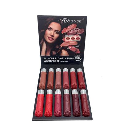 China 12Pcs/Set Lipstick Lipstick Waterproof Makeup Matte Velvet Lip Stick Waterproof Lip Cup Lip Gloss Cosmetics Set Small Box 12Pcs/Set LipstickLip for sale