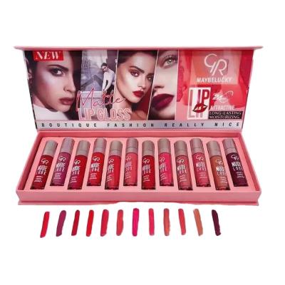 China New Style Waterproof Multicolor 12color Lip Gloss Nude Waterproof Non-stick Set for sale