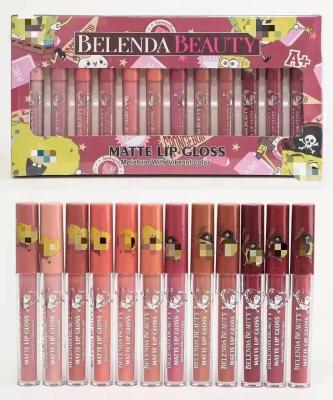 China Belenda Waterproof 12 Colors Long Lasting Liquid Lipstick Lip Gloss Sponge BB Lip Gloss Cosmetics for sale