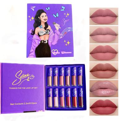 China High Quality Custom 12 Colors Waterproof Makeup Glitter Selena Lip Gloss Long Lasting Set for sale