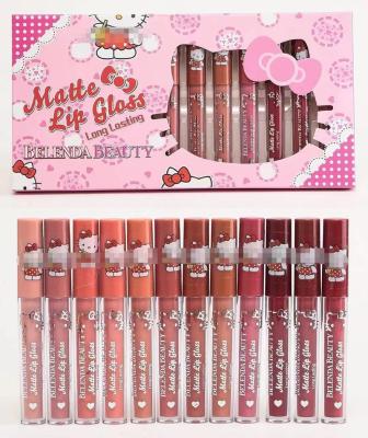 China Matte Waterproof Lip Gloss Durable Non-stick Cup Non-fading 12 Colors Lip Gloss for sale