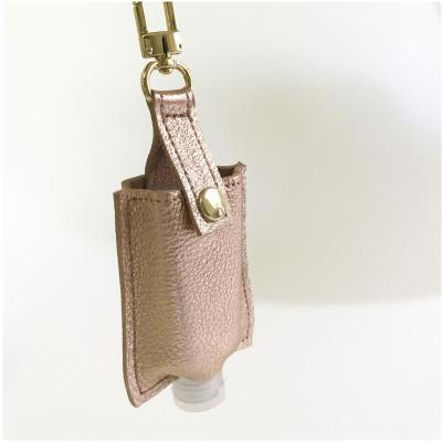 China Mini Bottle Holder Leather Keychain Hand Sanitizer Hand Sanitizer Pocket Base Cleaning Cover for sale