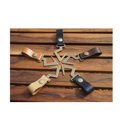 China Morden Outdoor Leather PU Hooks Camping Tripod Clothes Storage Portable Rise Hook for sale