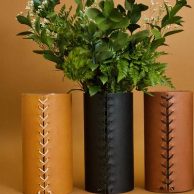 China Europe hot sale plant pot holder flower pot table leather indoor flower vase for decorate for sale