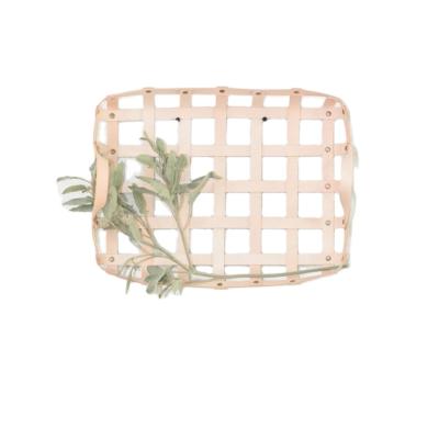 China European Handmade Viable Home Basket Tray For Home Decor Magazine Tray Durable Leather Woven Desktop Storage for sale