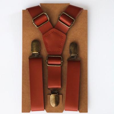 China Durable Hot Sale Suspenders Clips Adjust Suspenders Leather Wedding Gift To Groomsman for sale