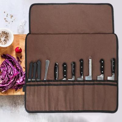 China Sustainable Chef's Knife Roll Bag Kitchen Cooking Knife Carry Case Bags Durable Portable Storage Pockets for sale