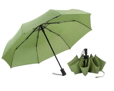 China OEM Strong Windproof Logo Printing Promotion Green Men and Women Windproof Compact Automatic Folding Umbrella for Gift for sale