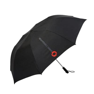 China Advertising Logo Printing Big Size Strong Windproof Fold Automatic Outdoor Umbrellas Black Rubber Strong Handle Windproof 2 Quality Customized for sale