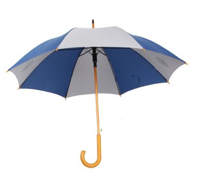 China Rainpproof Wholesale China Hotel Promotion Rain 23 Inch Automatic Open Handle Classic Wooden Stick Shaft J Curve Gift Umbrella For Outdoor for sale