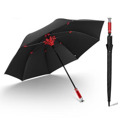 China Customized Coating Black UV Windproof High Quality 190T Pongee Fiberglass Golf Auto Open Umbrella Strong Windproof Anti with Custom Logo for sale