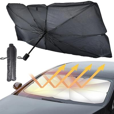 China Front Window Interior Folding Car Windshield Sun Shade Strong Windproof Umbrella With Cover Parasol Sun Shade UV Protection for sale