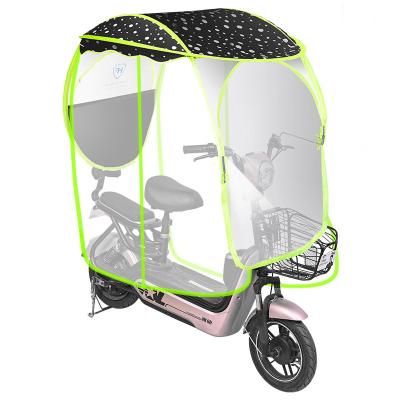 China Windproof Waterproof Electric Umbrella Protecting Sunshade and Rain Strong Windproof Motorcycle Bike Umbrella with Side Curtain for sale