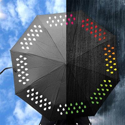 China China Factory Advertising Strong Windproof Promotion Sun Raining New Invention Gift Outdoor Water Color Changing 3 Folding Magic Manual Umbrella for sale