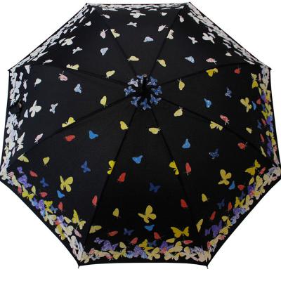 China Rainpproof Amazing Advertising Customized Design Changing Color When Wet Straight Butterfly Music Gift Rain Umbrellas For Outdoor for sale