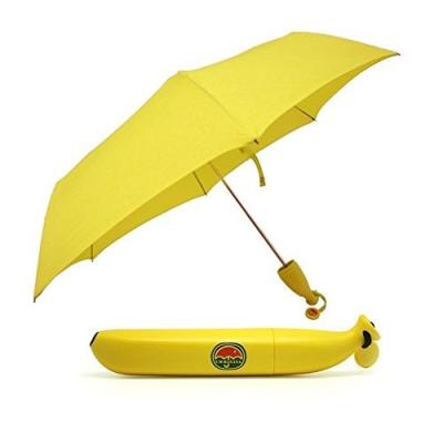 China New Design Promotion Printing Banana Cheap UV Yellow Strong Protection Windproof Shaped Umbrella 3 Times For Outdoor for sale