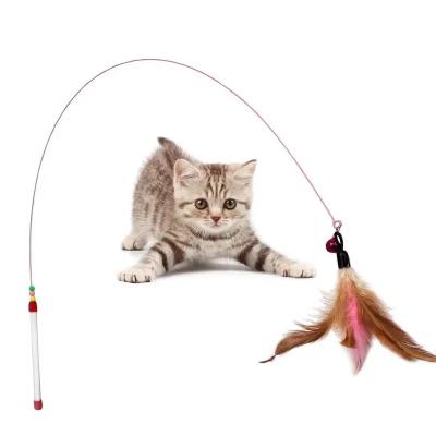 China Cat Toy Funny Simulation Feather Bird Interactive Viable Cat Stick Toy for Kitten Playing Teaser Wand Toy Cat Supplies for sale