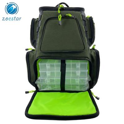 China UNIVERSAL Fishing Backpack With Rod Holder 4 Trays Lure Box Backpack Fishing Tackle Outdoor Backpack For Storage Fish Accessories for sale